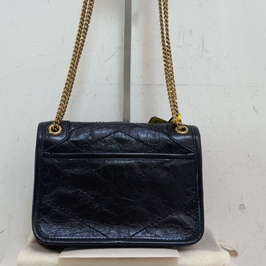 Ysl 聖羅蘭 Niki mini 黑金 油蠟皮 單肩斜挎包 尺寸18*13-1