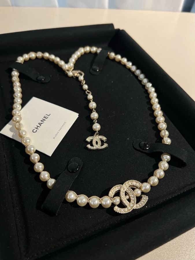 香奈兒/Chanel 雙C 珍珠項鍊 配盒-1