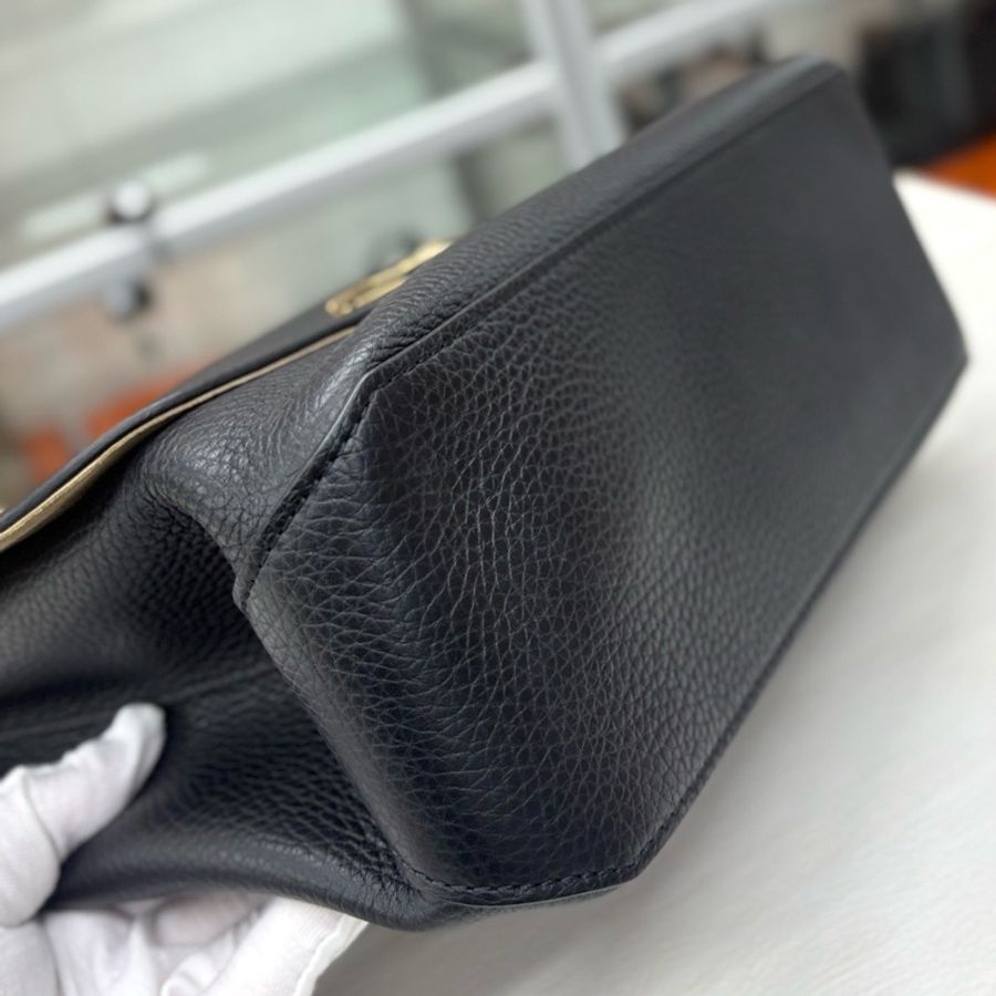 【近新閒置品】Louis Vuitton 路易威登LV 黑金粒面牛皮Volta手提包-6