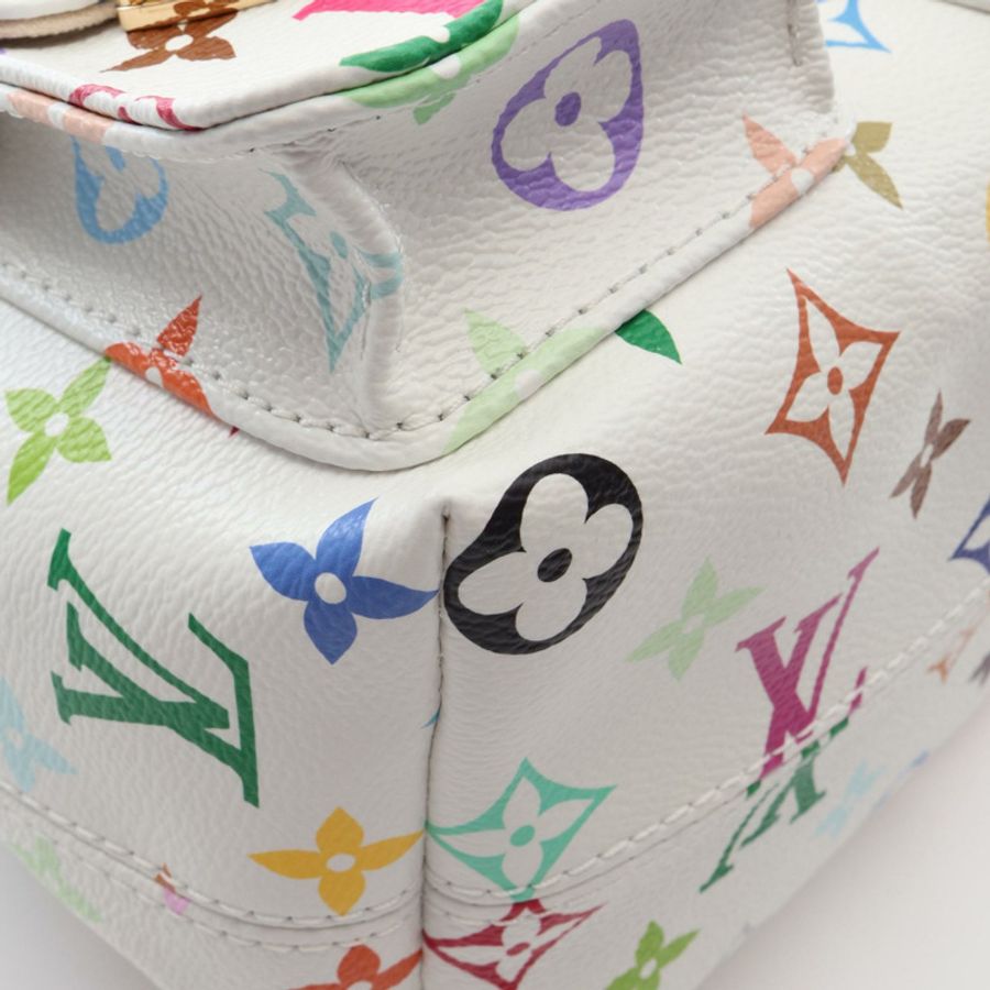 路易威登 LV × TM Venice Monogram 多色雙肩包 M13081 PVC塗層帆布皮革 白色 二手-5