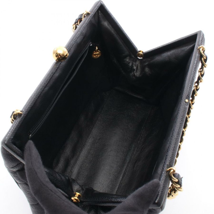 香奈兒 (CHANEL) 絎縫斜挎包,小牛皮材質,黑色,二手,女士款,金色五金配件-2