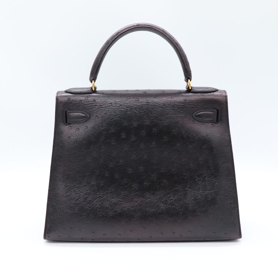 Hermès 愛馬仕 Kelly Bag 凱莉包 28 鴕鳥皮 黑色 手提包 圈 S-4