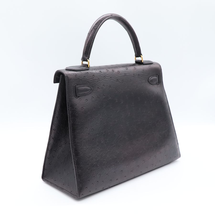 Hermès 愛馬仕 Kelly Bag 凱莉包 28 鴕鳥皮 黑色 手提包 圈 S-5