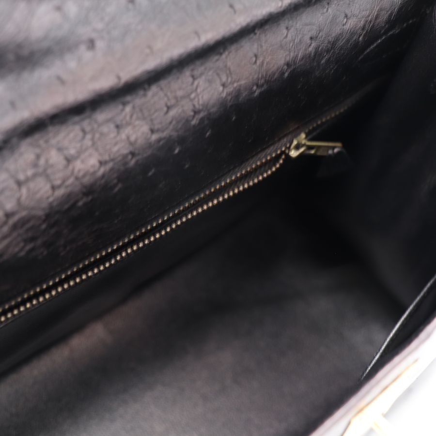 Hermès 愛馬仕 Kelly Bag 凱莉包 28 鴕鳥皮 黑色 手提包 圈 S-12