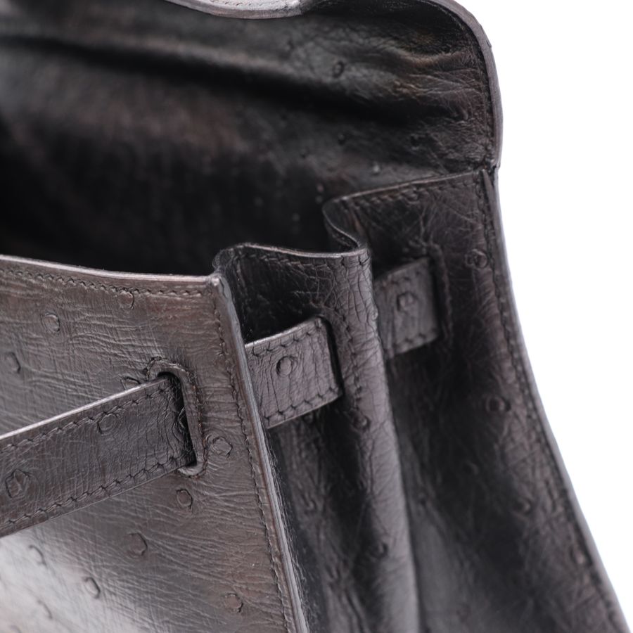 Hermès 愛馬仕 Kelly Bag 凱莉包 28 鴕鳥皮 黑色 手提包 圈 S-13
