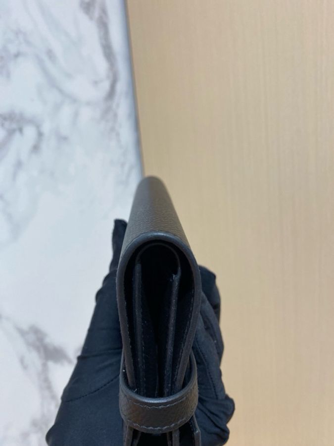 99新Hermes愛馬仕 Kelly Medium Wallet三折短款錢包黑色銀扣 Y刻 尺寸:15.5 x 10.5 x 1.5-6