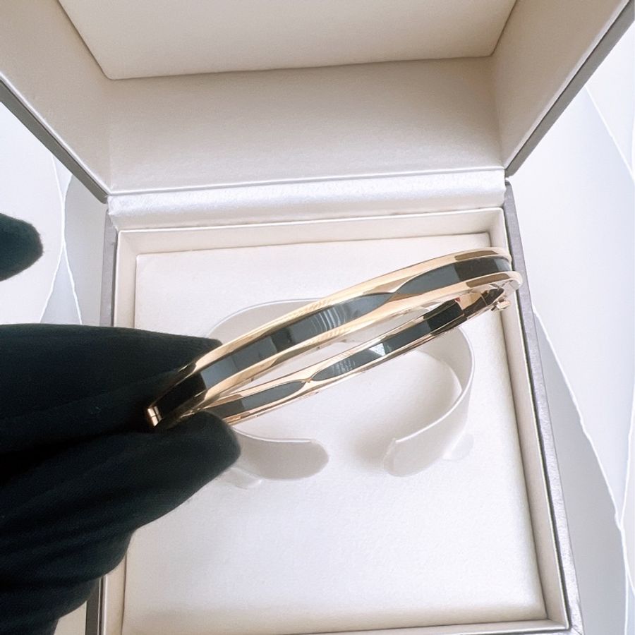 Bvlgari b.zero1 18K玫瑰金黑陶瓷手環/手鐲 M-3