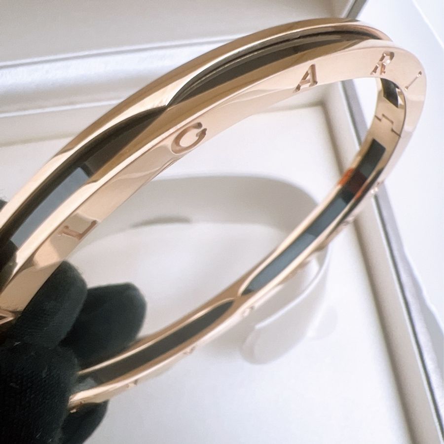 Bvlgari b.zero1 18K玫瑰金黑陶瓷手環/手鐲 M-8