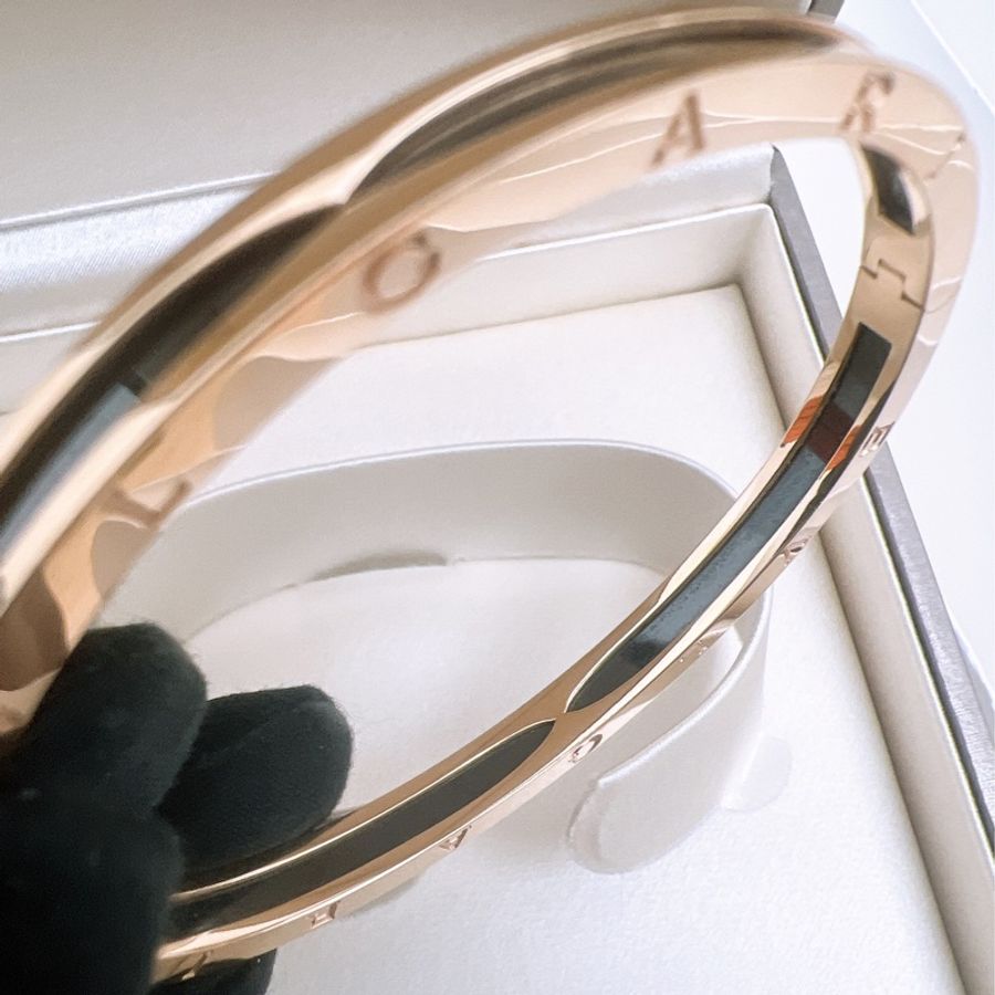 Bvlgari b.zero1 18K玫瑰金黑陶瓷手環/手鐲 M-9