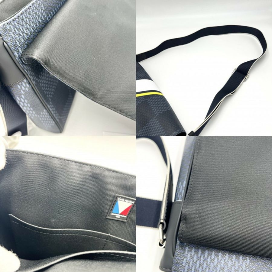 Louis Vuitton Damier Cobalt Latitude District MM 美洲杯男士郵差包，海軍藍配銀色五金，N44004。-5