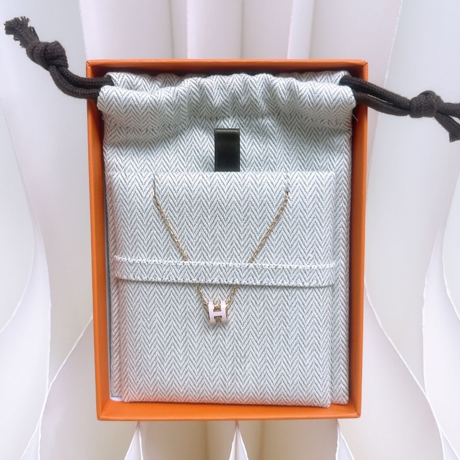 閒置未用 Hermes mini pop h 粉紅玫瑰金項鍊-0