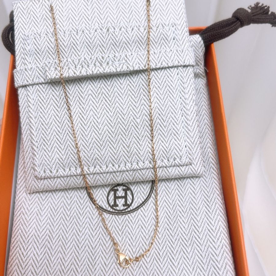 閒置未用 Hermes mini pop h 粉紅玫瑰金項鍊-4