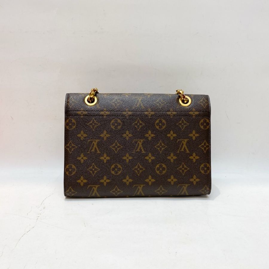 LV路易威登Victoire维多利亚老花拼红色单肩斜挎滑动式链条包26*18*9cm-3