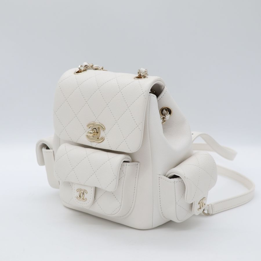Chanel 香奈兒 Duma 小型 荔枝皮 白色 雙肩包 後背包 小書包-2