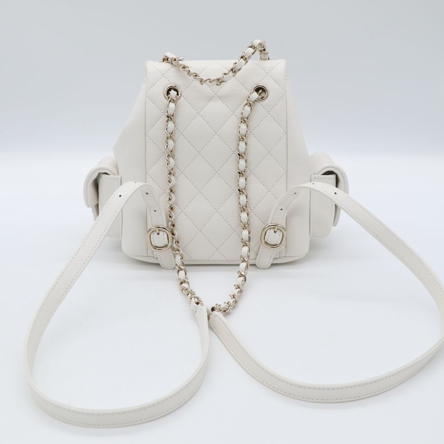 Chanel 香奈兒 Duma 小型 荔枝皮 白色 雙肩包 後背包 小書包-3