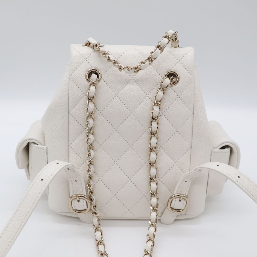 Chanel 香奈兒 Duma 小型 荔枝皮 白色 雙肩包 後背包 小書包-4