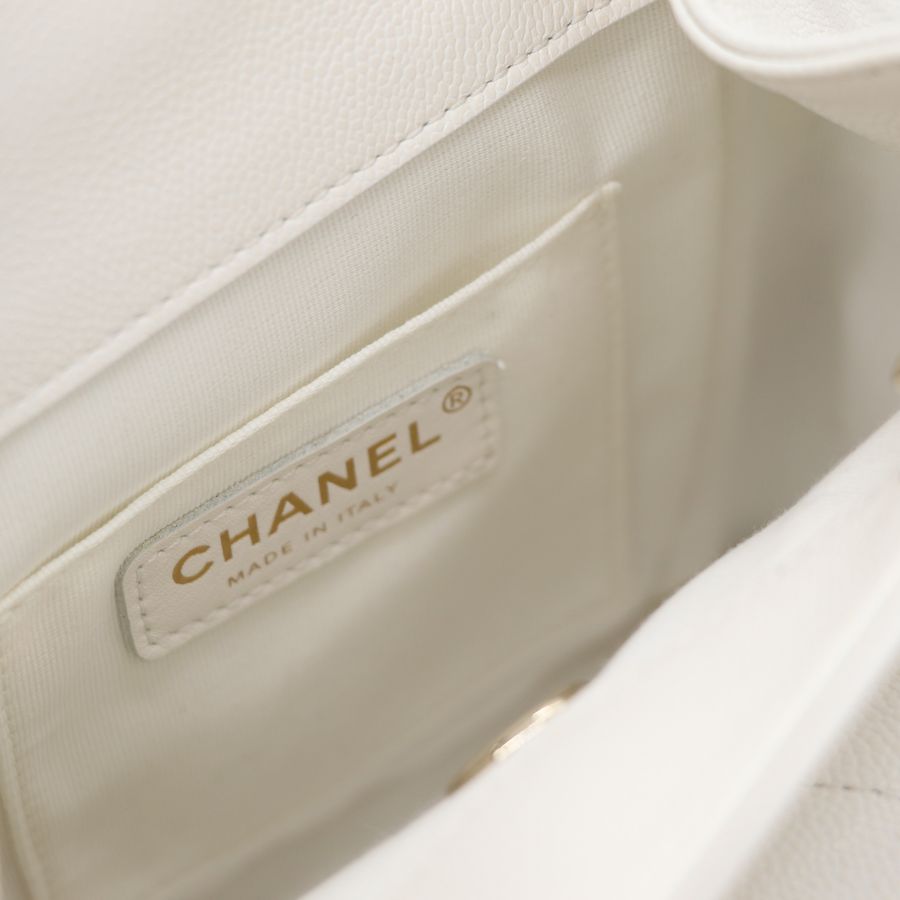 Chanel 香奈兒 Duma 小型 荔枝皮 白色 雙肩包 後背包 小書包-11