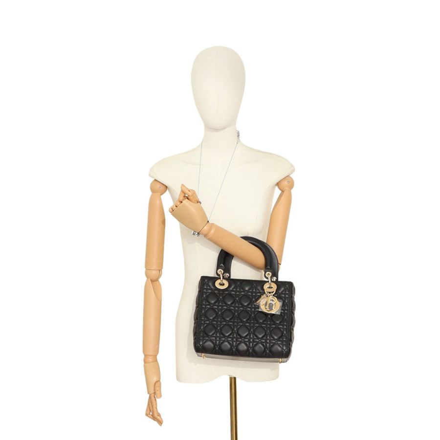 黑色 羊皮 Lady Dior 中型 兩用包【Dior 迪奧】 M0565ONGE_M900-5