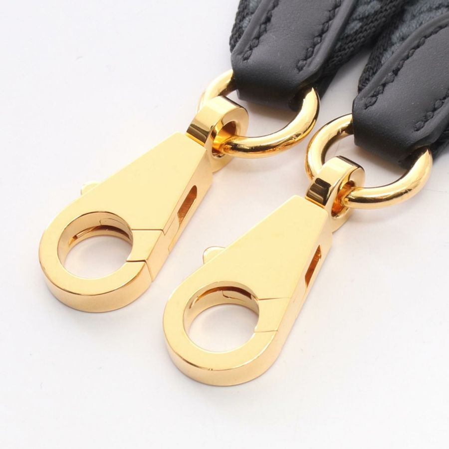 愛馬仕 Bandouliere Sangle Cordage 肩帶,Swift 皮革帆布,金色五金,二手 W-2