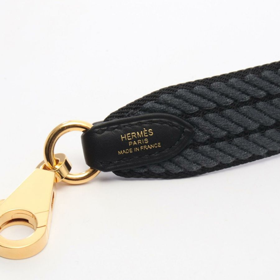 愛馬仕 Bandouliere Sangle Cordage 肩帶,Swift 皮革帆布,金色五金,二手 W-3