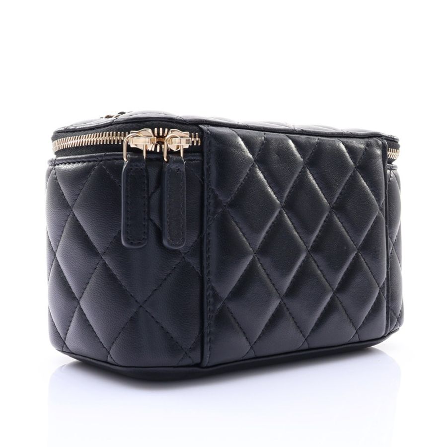 黑色 羊皮 Vanity Case 肩背包 金釦【CHANEL 香奈兒】 AP1341-1