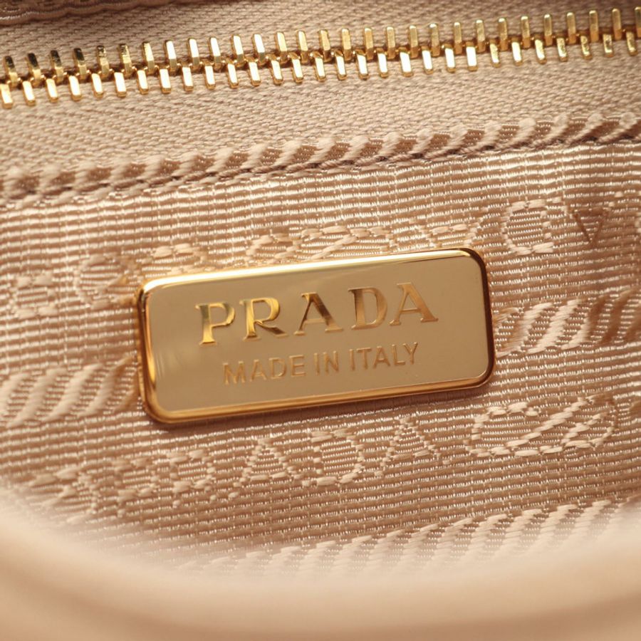 PRADA 2005 復刻版尼龍迷你手提包 1N204XR064F0Y8C 皮革 米色 全新-3