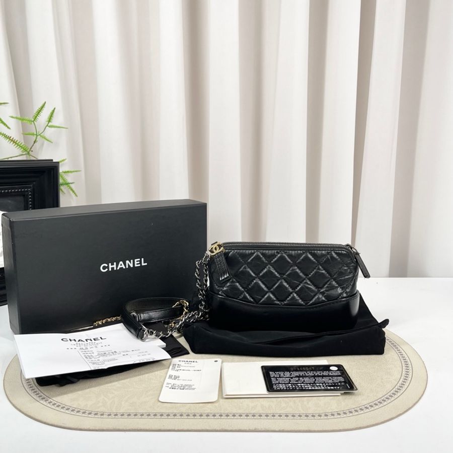 Chanel香奈兒 27開 黑色mini流浪手拿單肩斜挎包-0