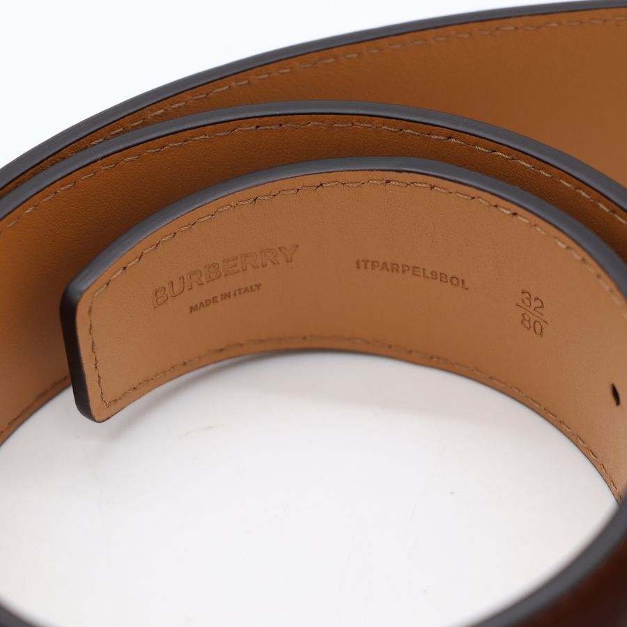 Burberry TB Logo 棕A色皮帶-4