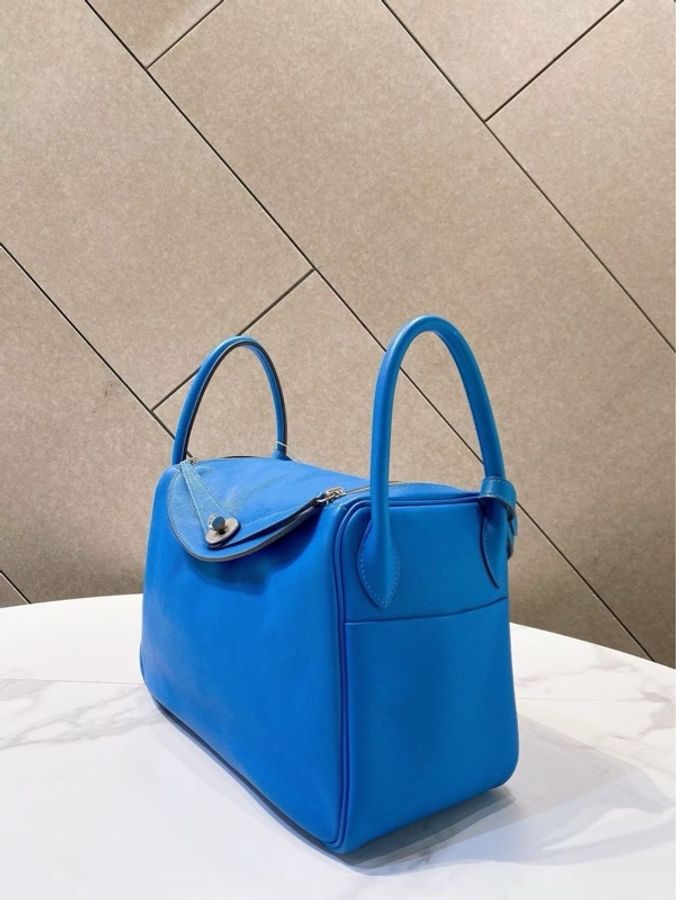 【威選精品】💙 HERMÈS Lindy 30|法國藍 × 銀扣 Togo 牛皮-9