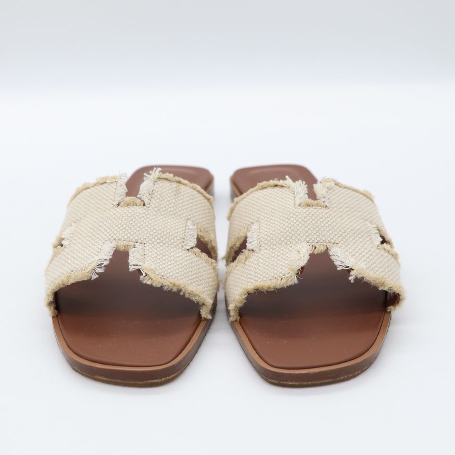 Hermes Oran 米色毛呢拖鞋-3