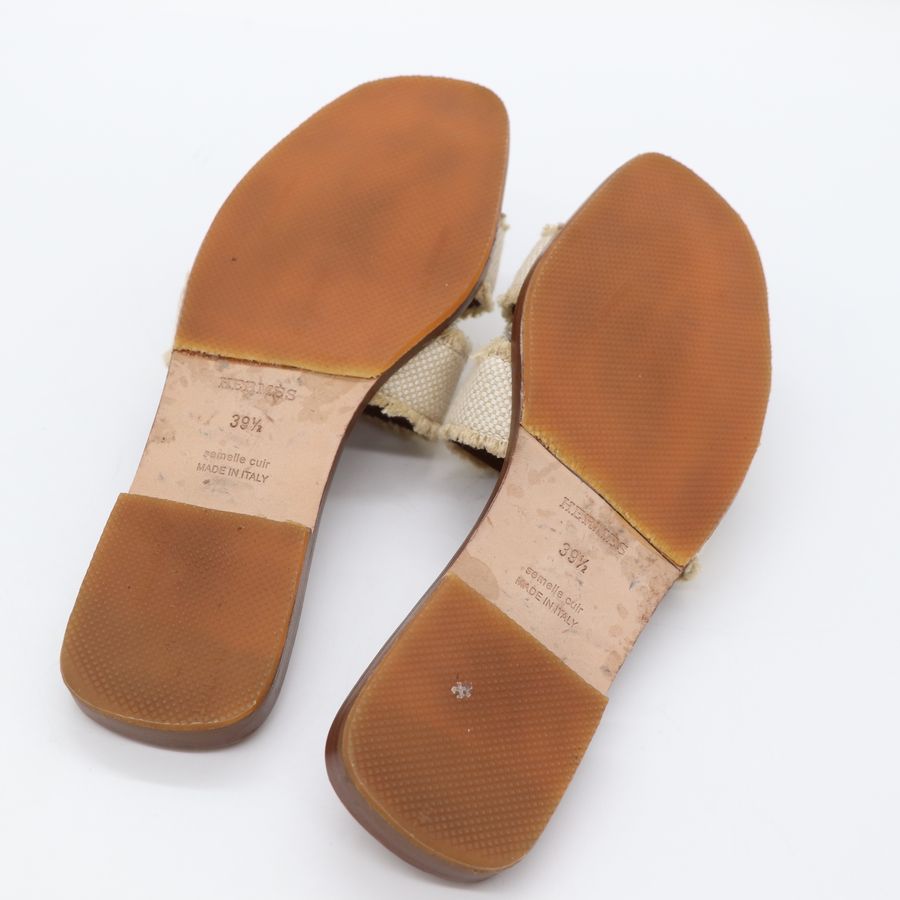 Hermes Oran 米色毛呢拖鞋-14