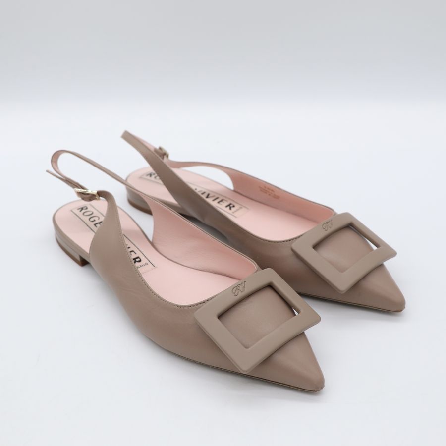 Roger Vivier 駝色 Gommettine尖頭通勤平底鞋-2