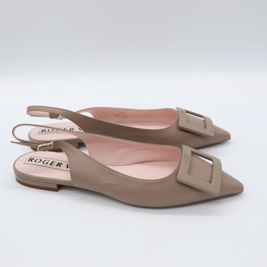 Roger Vivier 駝色 Gommettine尖頭通勤平底鞋-3