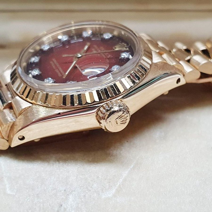 【大眾名錶】ROLEX 勞力士6917 Datejust 18K蠔式女錶 市場罕見 原廠漸層紅十鑽面 大眾名錶B1437-7