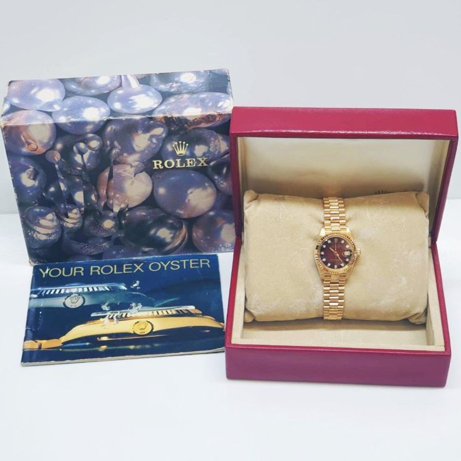 【大眾名錶】ROLEX 勞力士6917 Datejust 18K蠔式女錶 市場罕見 原廠漸層紅十鑽面 大眾名錶B1437-9