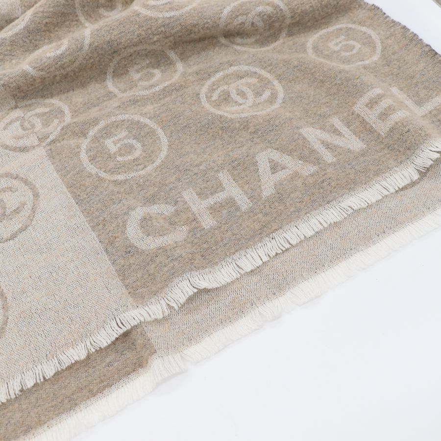 Chanel 香奈兒 CC LOGO 卡其 混紡圍巾-3