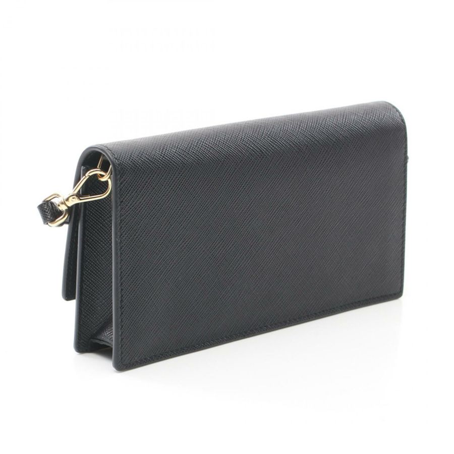 PRADA SAFFIANO 三角形 Logo 單肩斜背包 1NF0592DB3F0002 皮革 BK-1