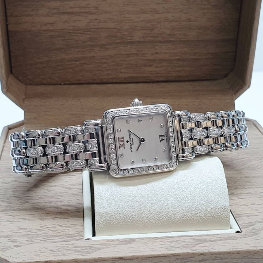 【大眾名錶】Vacheron Constantin 江詩丹頓 18K腕錶 方形2針錶款 原廠鑽圈/鑽帶 大眾名錶G346-1