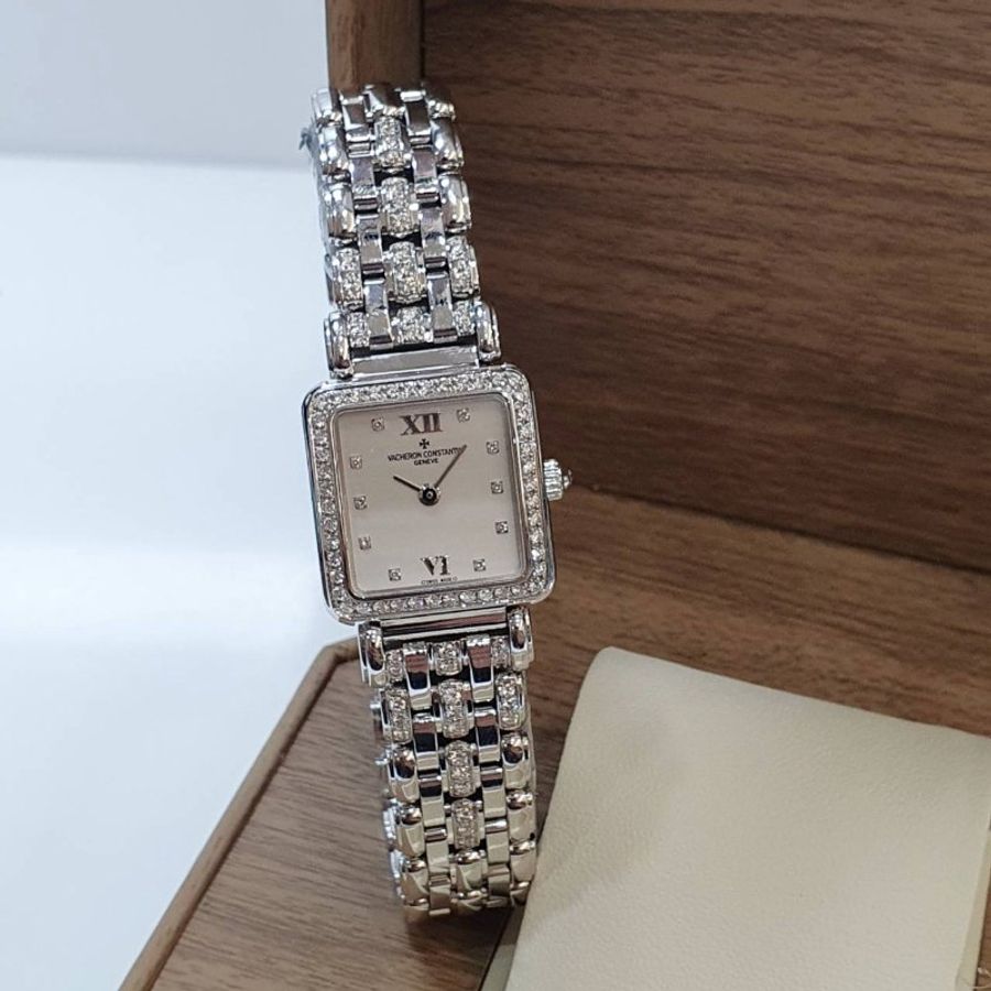 【大眾名錶】Vacheron Constantin 江詩丹頓 18K腕錶 方形2針錶款 原廠鑽圈/鑽帶 大眾名錶G346-2