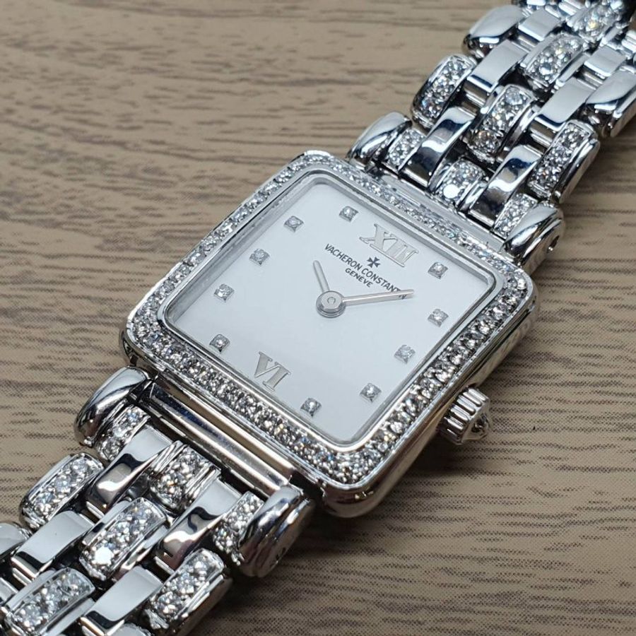 【大眾名錶】Vacheron Constantin 江詩丹頓 18K腕錶 方形2針錶款 原廠鑽圈/鑽帶 大眾名錶G346-4