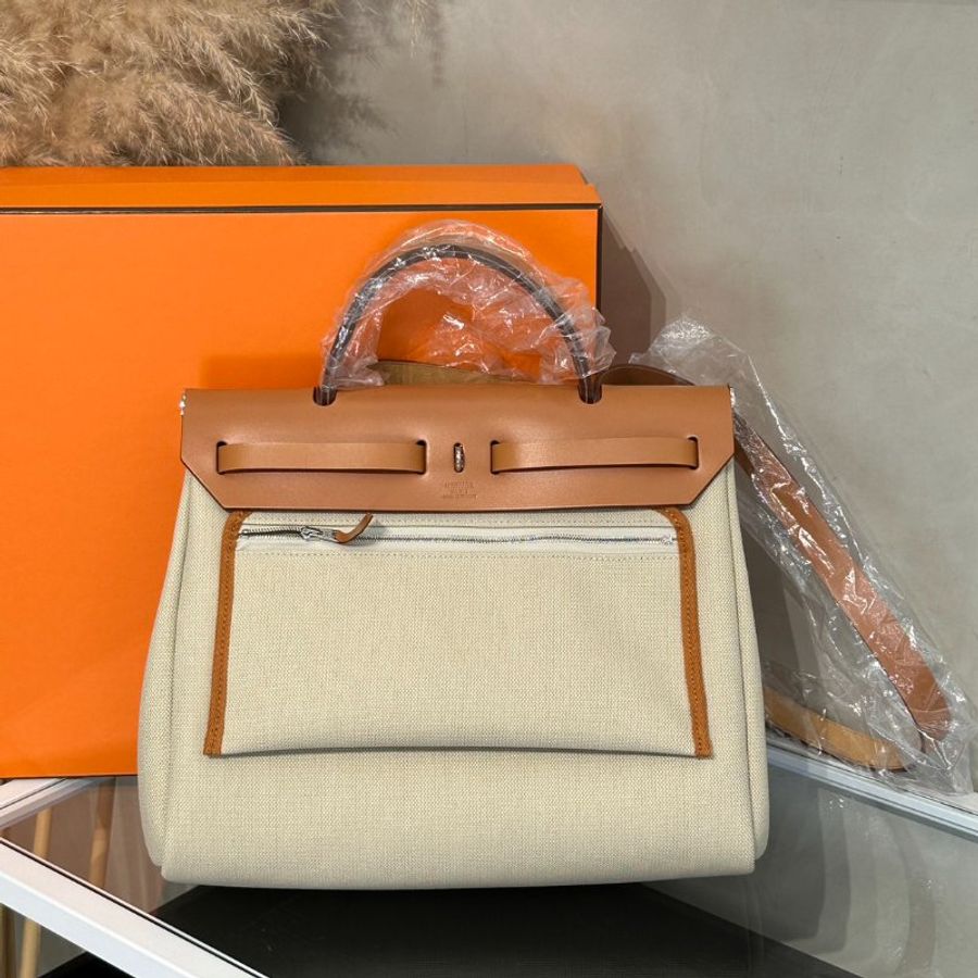 HERMES Herbag Zip 31 - Gold 米白/金棕銀 B-4