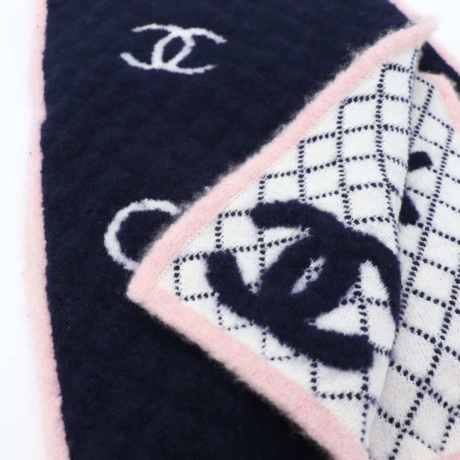 Chanel 香奈兒 藏青 雙面 羊毛圍巾-5