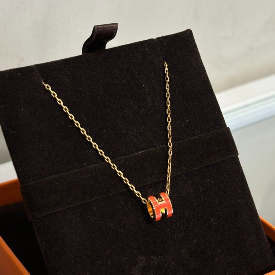 HERMES Mini Pop H項鍊 - 愛馬仕橘金-2