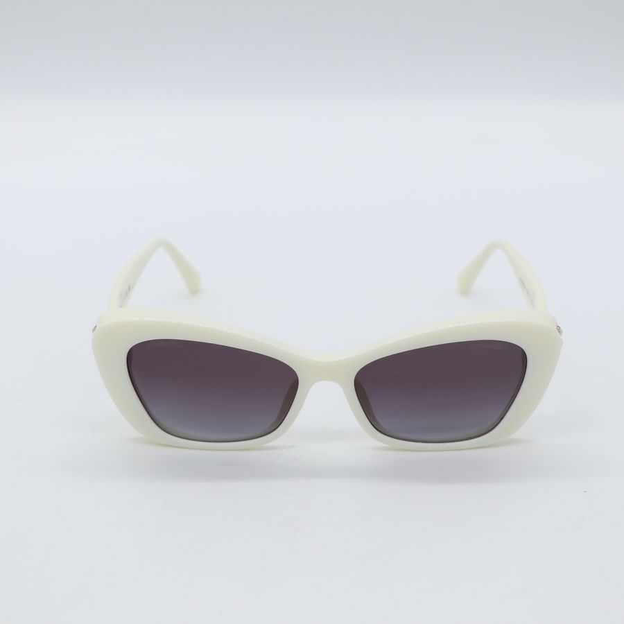 💅 🕶 Chanel 香奈兒 白色 珍珠邊框 貓眼 墨鏡-2
