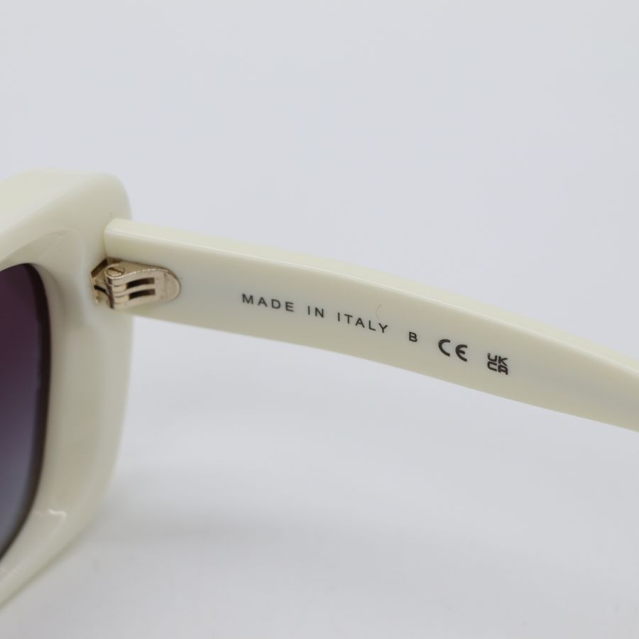 💅 🕶 Chanel 香奈兒 白色 珍珠邊框 貓眼 墨鏡-11