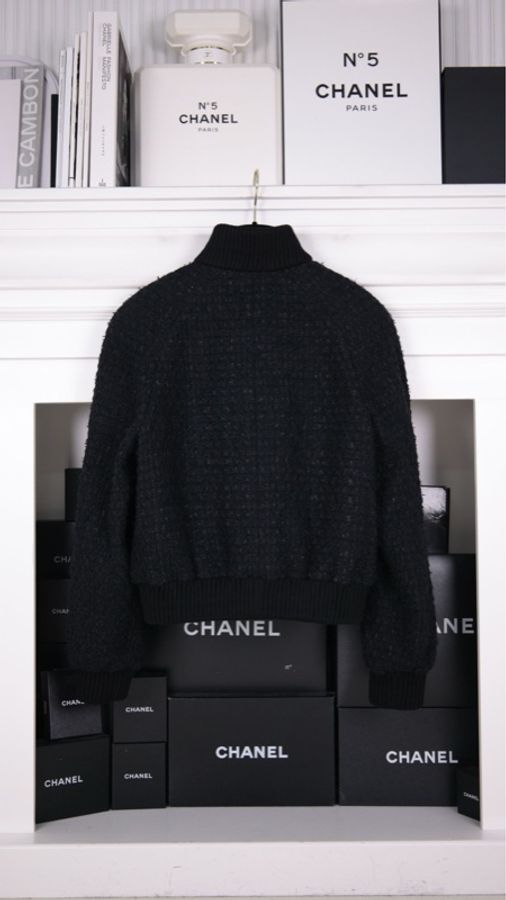 Chanel 22A高级手工坊秀款黑色黑色羊毛彩色钉珠两口-8