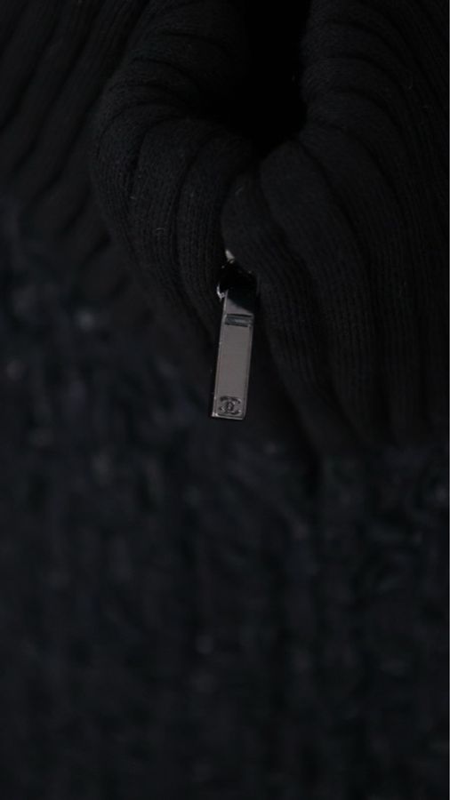 Chanel 22A高级手工坊秀款黑色黑色羊毛彩色钉珠两口-29