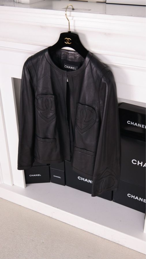 Chanel 09年迈阿密系列黑色小羊皮爱心皮衣-6