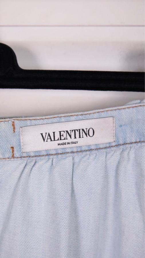 Valentino 蓝色丹宁牛仔麻花辫绳半裙-16