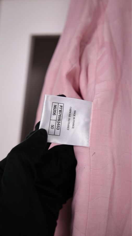 Chanel 22C秀款周迅同款粉色粗花呢黑色滚边四口袋上衣外套-21